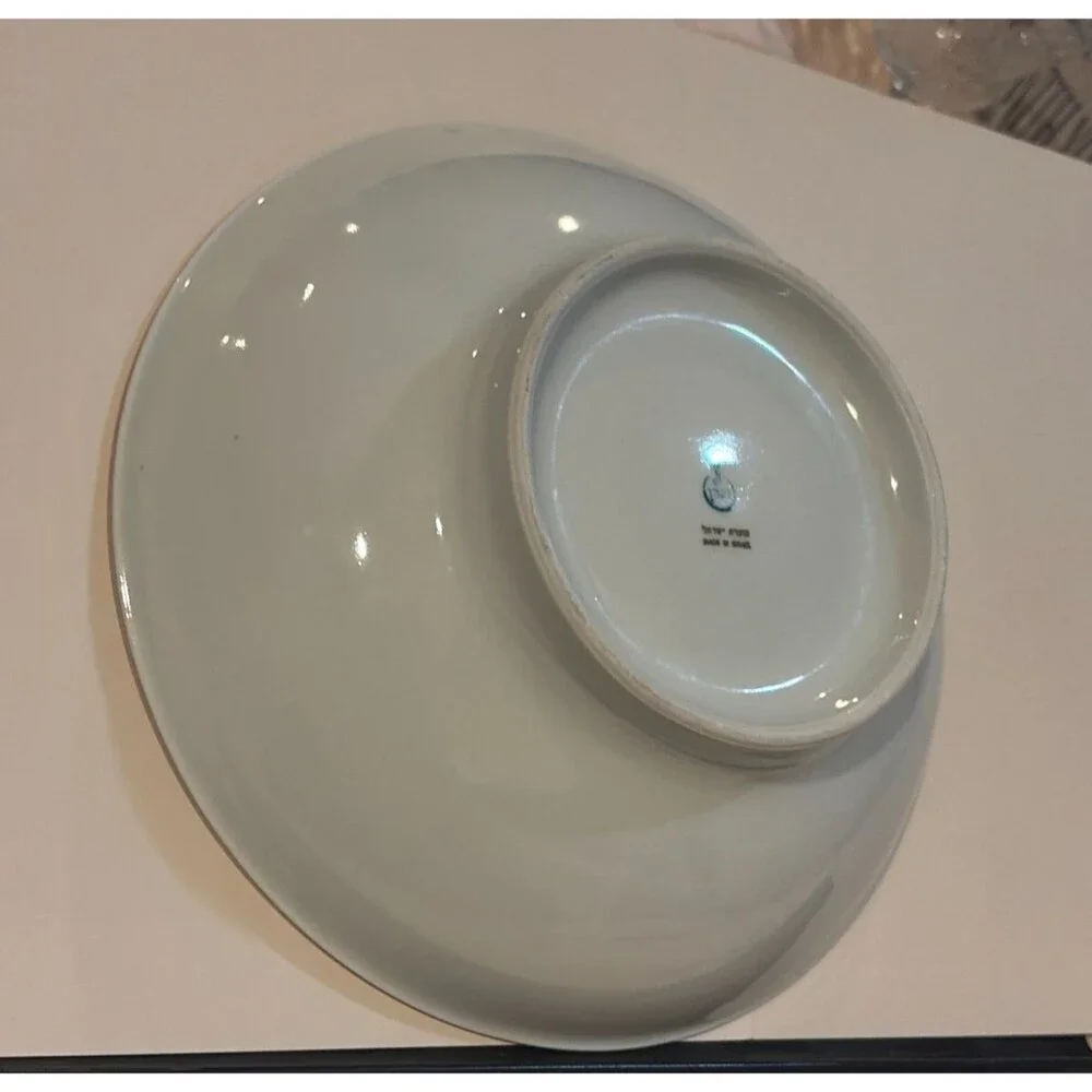 Naaman of Israel Fruit Themed Round Ceramic Pedestal Serving Bowl 10